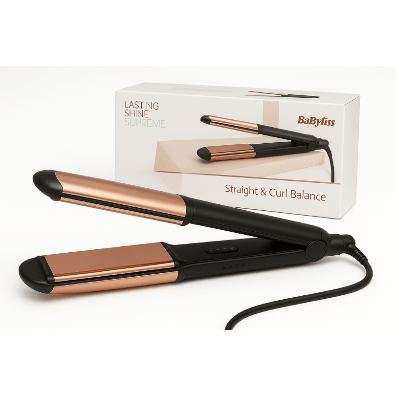 BaByliss ST482SDE 2-in-1 Hair Straightener and Curler with rose gold titanium plates