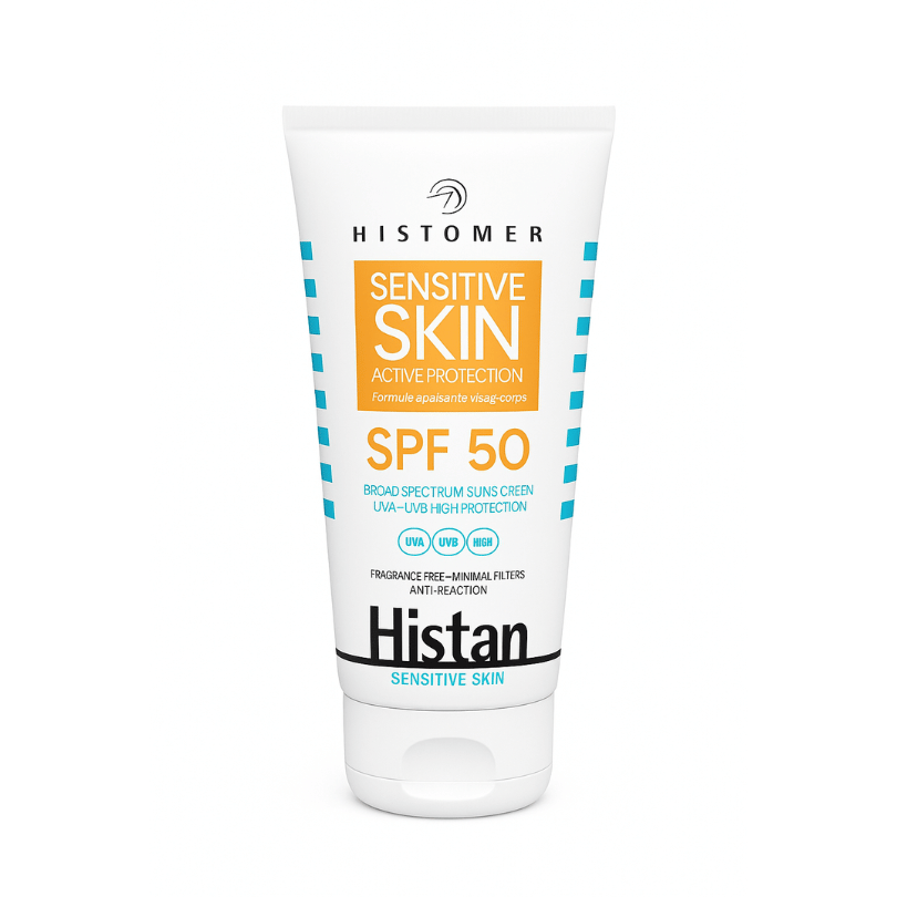 Histomer Histan Sensitive Skin SPF50+ sunscreen tube for sensitive and reactive skin with high sun protection - E11 Store