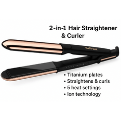 Babyliss 2-in-1 Hair Straightener & Curler ST482SDE – Sleek Styles or Soft Curls in One Tool