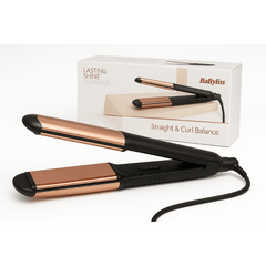 BaByliss ST482SDE 2-in-1 Hair Straightener and Curler with rose gold titanium plates | E11 Store