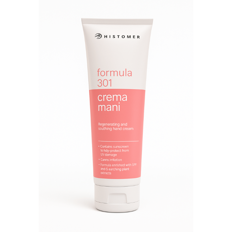 Histomer Formula 301 Crema Mani – Regenerating hand cream with SPF in a white and pink tube - E11 Store