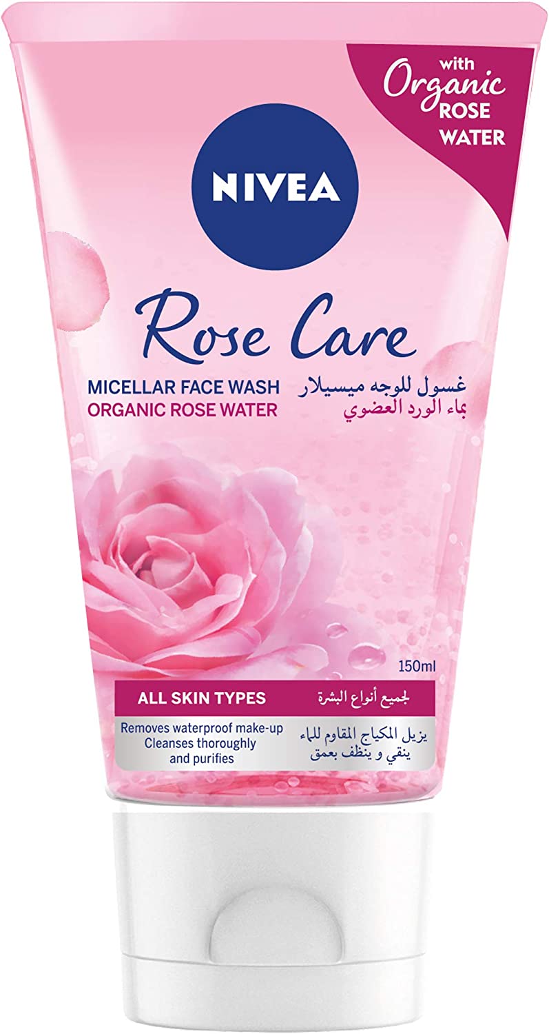 E11 Store, NIVEA Face Wash Micellar, Rose Care with Organic Rose, All Skin Types, 150ml