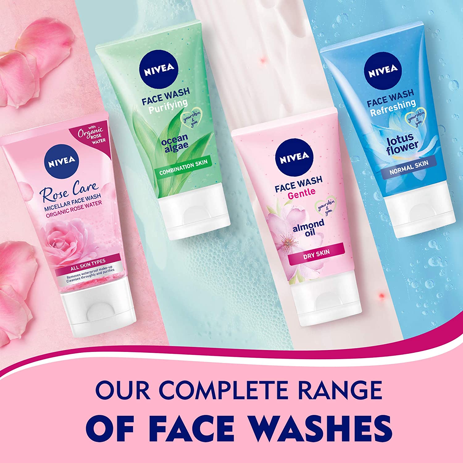 NIVEA Face Wash Micellar, Rose Care with Organic Rose, All Skin Types