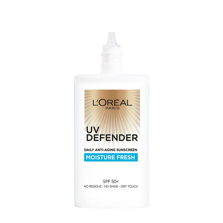 Uv Defender Moisture Fresh Daily Anti Ageing Sunscreen Spf 50+ With Hyaluronic Acid 50ml