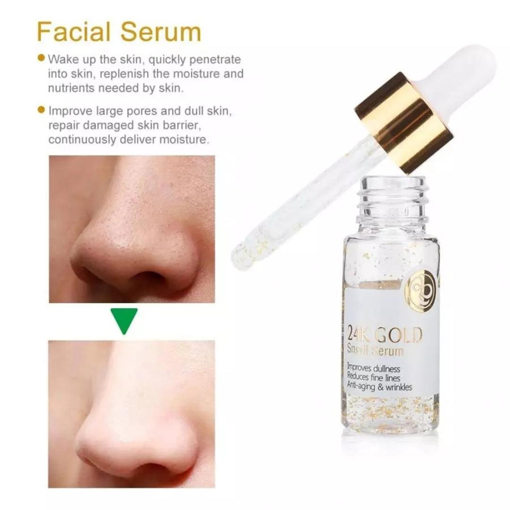 Laikou 24K Gold Snail & Hyaluronic Acid Facial Serum - E11 Store