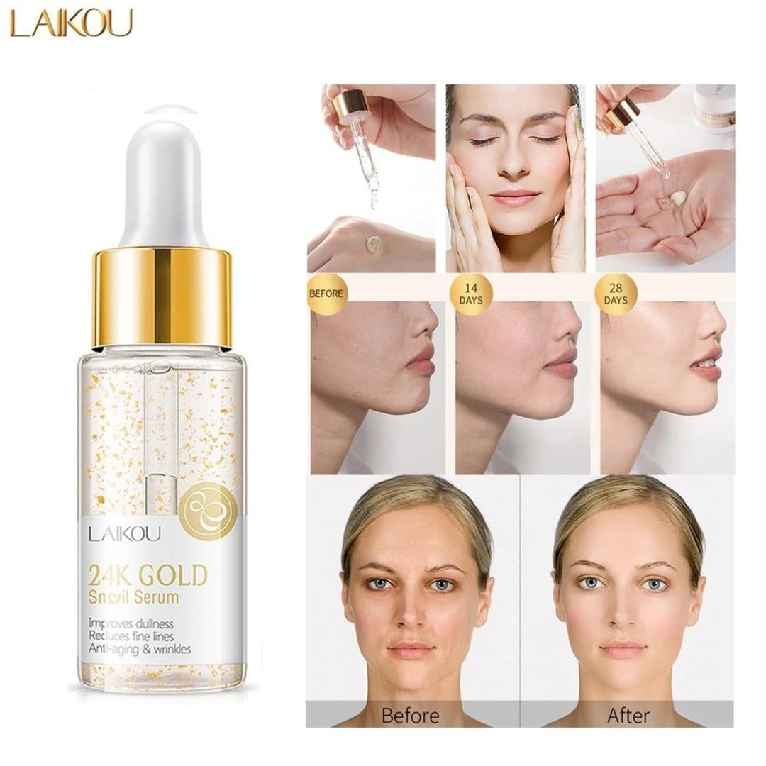 Laikou 24K Gold Snail & Hyaluronic Acid Facial Serum 