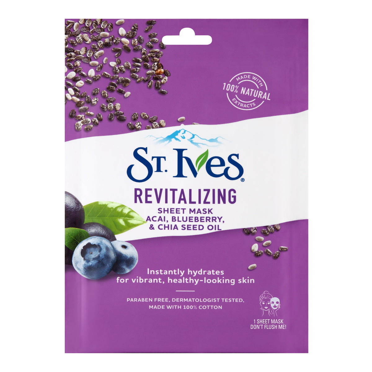 E11 Store, St. Ives Acai, Blueberry & Chia Seed Oil Sheet Mask
