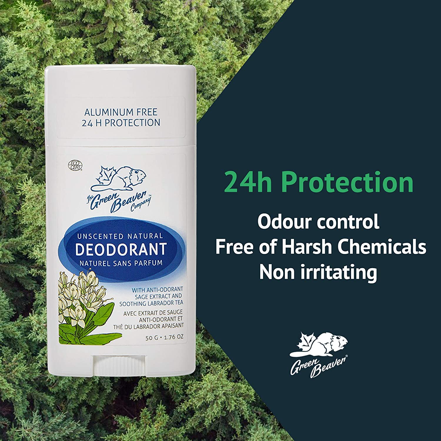 The Green Beaver Company Natural Unscented Deodorant Stick - 50g - E11 Store